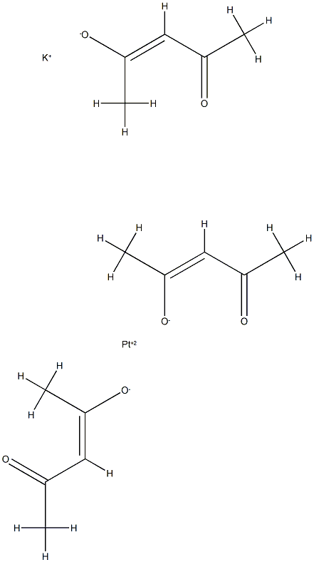 potassium bis(1-acetyl-2-oxopropyl)(pentane-2,4-dionato-O,O')platinate  Structure