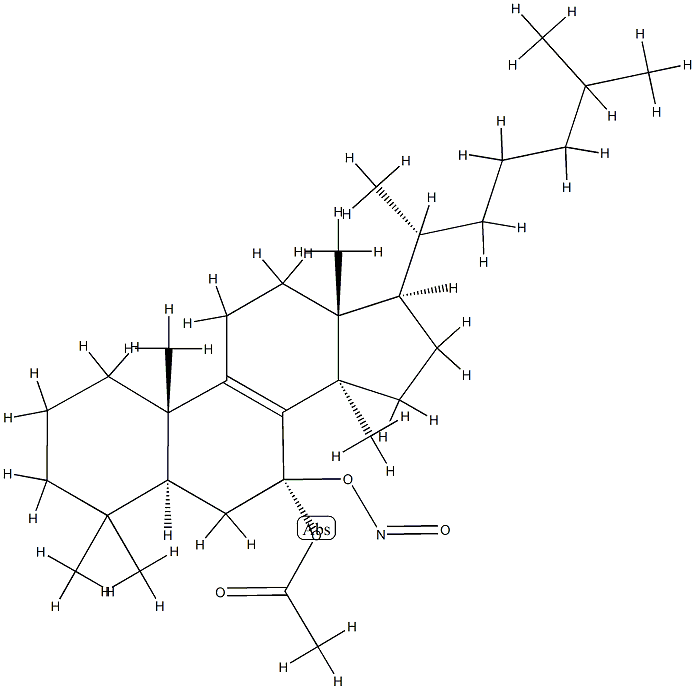 7β-(ニトロソオキシ)ラノスタ-8-エン-7α-オールアセタート 化学構造式