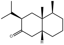 (3R)-3,4,4a,5,6,7,8,8aβ-オクタヒドロ-4aβ,5β-ジメチル-3β-(1-メチルエチル)ナフタレン-2(1H)-オン 化学構造式