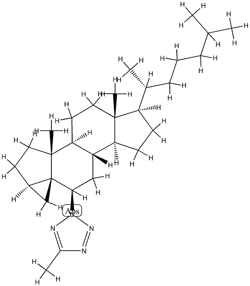 2-(3α,5-シクロ-5α-コレスタン-6β-イル)-5-メチル-2H-テトラゾール 化学構造式