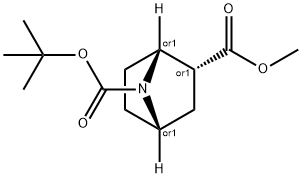 endo-7-Boc-7-azabicyclo[2.2.1]heptan-2-yl carboxylic acid methyl ester racemate 化学構造式