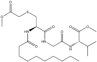 3-[(Methoxycarbonylmethyl)thio]-N-(1-oxodecyl)-L-Ala-Gly-L-Val-OMe,19729-27-2,结构式