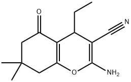2-amino-4-ethyl-7,7-dimethyl-5-oxo-5,6,7,8-tetrahydro-4H-chromene-3-carbonitrile 结构式