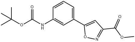 5-(3-tert-butoxycarbonylamino-phenyl)-isoxazole-3-carboxylic acid ethyl mester 化学構造式