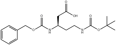 (R)-N-beta-Cbz-N-delta-(Tert-Butoxy)Carbonyl 3,5-diaminopentanoic acid 化学構造式