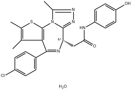 204587-26-8 6H-Thieno[3,2-f][1,2,4]triazolo[4,3-a][1,4]diazepine-6-acetamide, 4-(4-chlorophenyl)-N-(4-hydroxyphenyl)-2,3,9-trimethyl-, hydrate (1:2), (6S)-