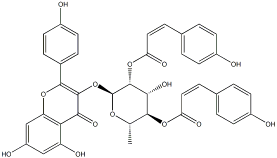 2",4"-Di-O-(Z-p-couMaroyl)afzelin 化学構造式