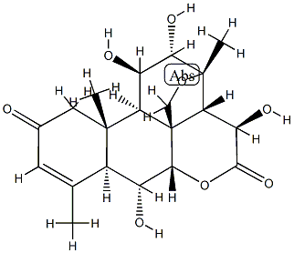 13,20-エポキシ-6α,11β,12α,15β-テトラヒドロキシピクラサ-3-エン-2,16-ジオン 化学構造式