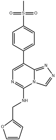 N-フルフリル-7-[4-(メチルスルホニル)フェニル]-1,2,3a,5-テトラアザ-3aH-インデン-4-アミン 化学構造式