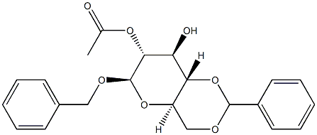 ベンジル4-O,6-O-ベンジリデン-β-D-グルコピラノシド2-アセタート 化学構造式