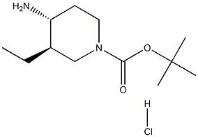 tert-butyl rac-(3R,4R)-4-amino-3-ethyl-1-piperidinecarboxylate hydrochloride Structure