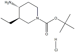 tert-butyl rac-(3R,4R)-4-amino-3-ethyl-1-piperidinecarboxylate hydrochloride Struktur