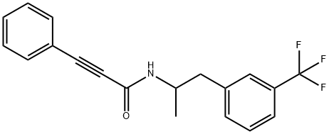 N-[α-メチル-m-(トリフルオロメチル)フェネチル]-3-フェニルプロピオルアミド 化学構造式