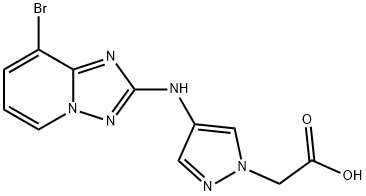 2-(4-((8-溴-[1,2,4]三唑并[1,5-A]吡啶-2-基)氨基)-1H-吡唑-1-基)乙酸, 2101710-31-8, 结构式