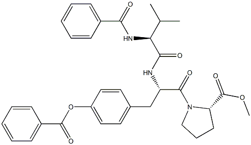 N-ベンゾイル-L-Val-O-ベンゾイル-L-Tyr-L-Pro-OMe 化学構造式