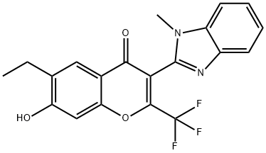 6-ethyl-7-hydroxy-3-(1-methyl-1H-benzo[d]imidazol-2-yl)-2-(trifluoromethyl)-4H-chromen-4-one 结构式