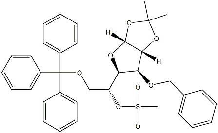 1,2-O-(1-甲基亚乙基)-3-O-(苯基甲基)-6-O-(三苯基甲基)-ALPHA-D-呋喃葡萄糖 5-甲烷磺酸酯, 21090-86-8, 结构式