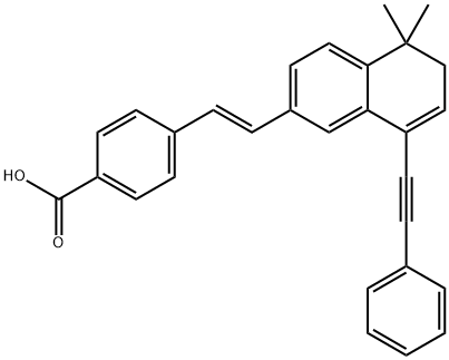 4-[(1E)-2-[5,6-Dihydro-5,5-dimethyl-8-(2-phenylethynyl)-2-naphthalenyl]ethenyl]benzoicacid|4-[(1E)-2-[5,6-Dihydro-5,5-dimethyl-8-(2-phenylethynyl)-2-naphthalenyl]ethenyl]benzoicacid