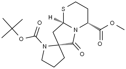 Spiro[pyrrolidine-2,7'(6'H)-[2H]pyrrolo[2,1-b][1,3]thiazine]-1,4'-dicarboxylic acid, tetrahydro-6'-oxo-, 1-(1,1-diMethylethyl) 4'-Methyl ester, (2R,4'R,8'aR)- Structure