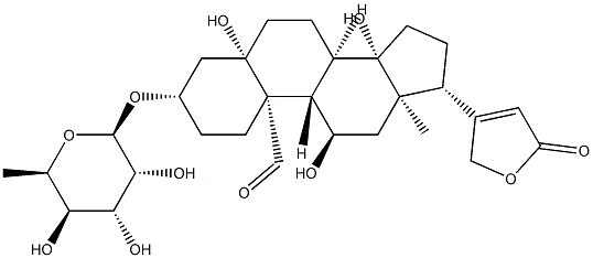 3β-[(6-デオキシ-β-D-グロピラノシル)オキシ]-5,11α,14-トリヒドロキシ-19-オキソ-5β-カルダ-20(22)-エノリド 化学構造式