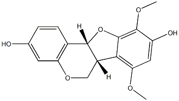 (6aR)-6aα,11aα-Dihydro-7,10-dimethoxy-6H-benzofuro[3,2-c][1]benzopyran-3,9-diol 结构式