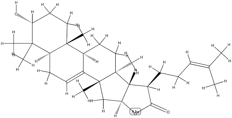 (13α,14β,17α)-3α,16β-Dihydroxy-5α-lanosta-7,24-dien-21-oic acid γ-lactone Struktur