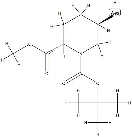 1-叔丁基 2-甲基 (2S,5R)-5-羟基哌啶-1,2-二羧酸酯, 227758-96-5, 结构式