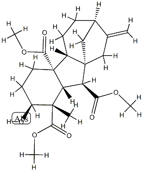 2β-ヒドロキシ-1-メチル-8-メチレンギバン-1α,4aα,10β-トリカルボン酸トリメチル 化学構造式