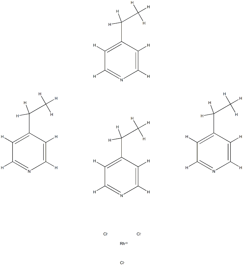 trans-rhodium dichlorotetrakis(4-ethylpyridine)chloride 结构式