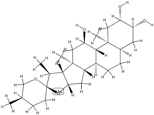 (25R)-5β-スピロスタン-2β,3β,11α-トリオール 化学構造式