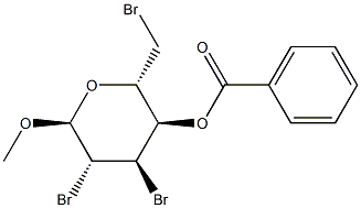 メチル2,3,6-トリブロモ-2,3,6-トリデオキシ-α-D-アルトロピラノシド4-ベンゾアート 化学構造式