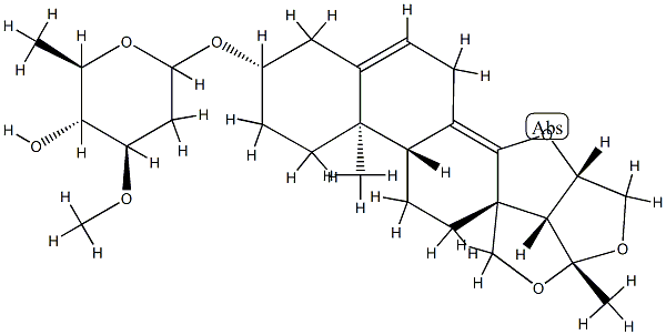 (20S)-3β-(3-O-Methyl-2,6-dideoxy-D-arabino-hexopyranosyloxy)-18,20-epoxy-20,16β-(epoxymethano)-15-oxapregna-5,8(14)-diene 结构式
