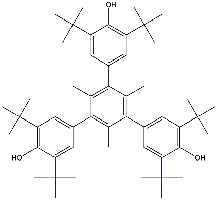 3,3'',5,5''-tetra-tert-butyl-5'-(3,5-di-tert-butyl-4-hydroxyphenyl]-2',4',6'-trimethyl[1,1':3',1''-terphenyl]-4,4'-diol  Struktur