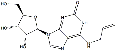 6-アリルアミノ-9-β-D-リボフラノシル-9H-プリン-2(1H)-オン 化学構造式