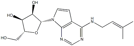 N-(3-Methyl-2-butenyl)-7-β-D-ribofuranosyl-7H-pyrrolo[2,3-d]pyrimidin-4-amine,23589-13-1,结构式