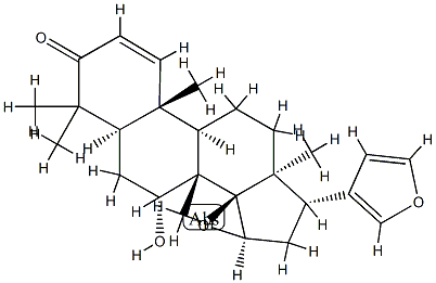 (13α,17α)-14β,15β:21,23-ジエポキシ-7α-ヒドロキシ-4,4,8-トリメチル-24-ノル-5α-コラ-1,20,22-トリエン-3-オン 化学構造式