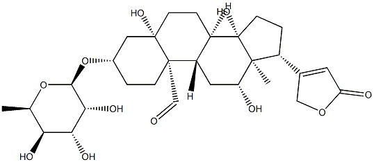 3β-[(6-Deoxy-β-D-gulopyranosyl)oxy]-5,12β,14-trihydroxy-19-oxo-5β-card-20(22)-enolide Struktur