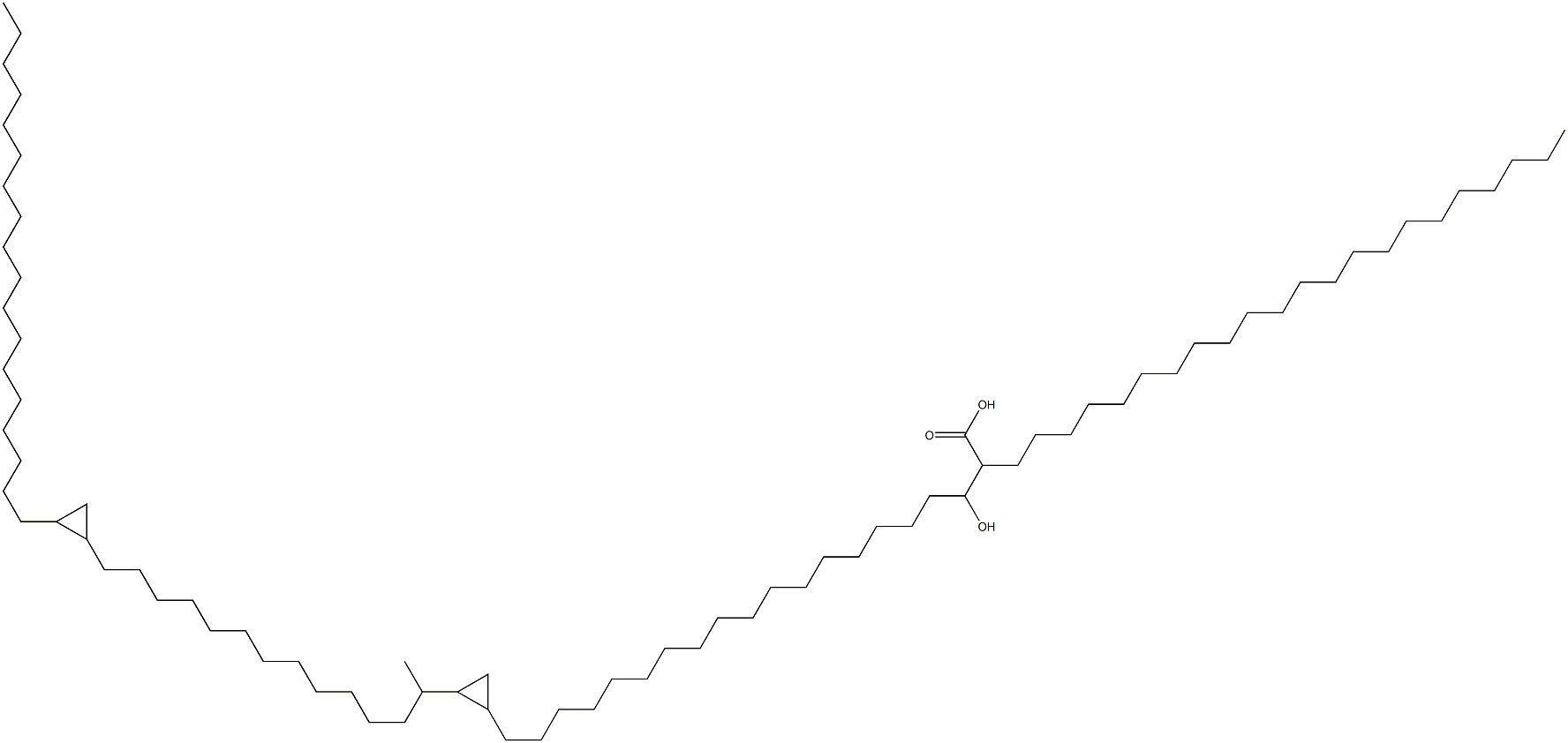 α-Docosyl-β-hydroxy-2-[1-methyl-13-(2-octadecylcyclopropyl)tridecyl]cyclopropaneicosanoic acid,23642-89-9,结构式