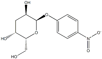 p-ニトロフェニル3-デオキシ-α-D-xylo-ヘキソピラノシド 化学構造式