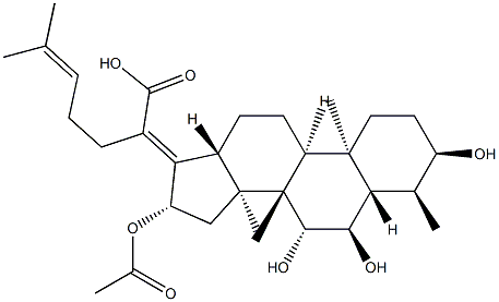 (17Z,8α,9β,13α,14β)-29-Nor-16β-acetoxy-3α,6α,7β-trihydroxydammara-17(20),24-dien-21-oic acid,23738-48-9,结构式