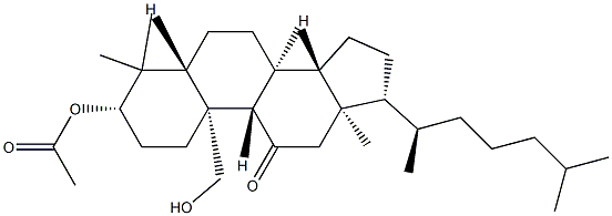 3β,19-Dihydroxy-5α-lanostan-11-one 3-acetate Struktur