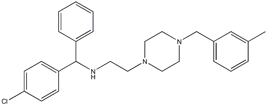 1-[2-[(p-クロロ-α-フェニルベンジル)アミノ]エチル]-4-(3-メチルフェニルメチル)ピペラジン 化学構造式