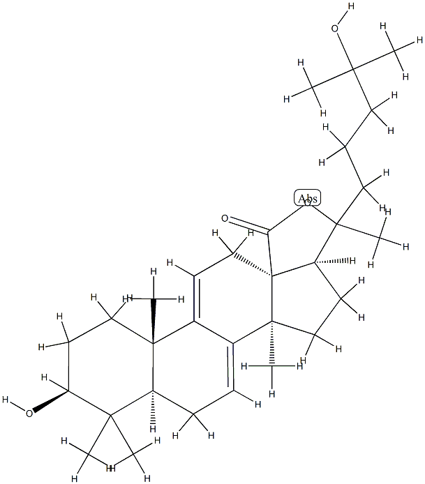 [20ξ,(-)]-3β,20,25-トリヒドロキシ-5α-ラノスタ-7,9(11)-ジエン-18-酸γ-ラクトン 化学構造式