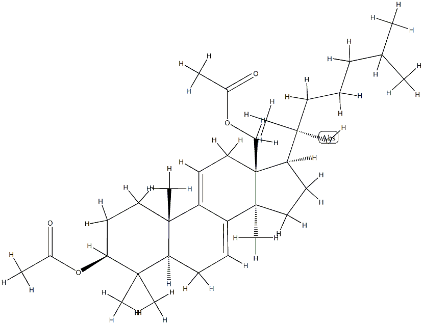 (20R)-5α-ラノスタ-7,9(11)-ジエン-3β,18,20-トリオール3,18-ジアセタート 化学構造式