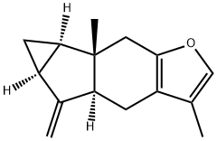 (4aS)-3,6bβ-ジメチル-5-メチレン-4,4aα,5,5aα,6,6aα,6b,7-オクタヒドロシクロプロパ[2,3]インデノ[5,6-b]フラン 化学構造式