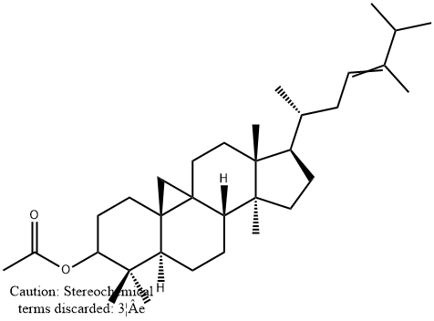 3β-Acetoxy-24-methyl-9β,19-cyclolanost-23-ene 结构式