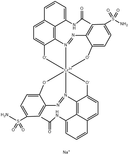 sodium bis[N-[7-hydroxy-8-[[2-hydroxy-5-sulphamoylphenyl]azo]-1-naphthyl]acetamidato(2-)]chromate(1-) Structure