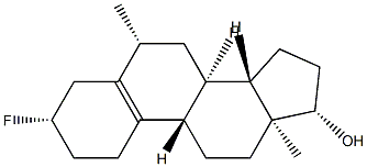 3β-フルオロ-6β-メチルエストラ-5(10)-エン-17β-オール 化学構造式