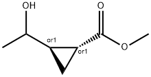 Cyclopropanecarboxylic acid, 2-(1-hydroxyethyl)-, methyl ester, (1R,2R)-rel- Struktur