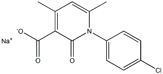 1-(4-クロロフェニル)-1,2-ジヒドロ-4,6-ジメチル-2-オキソ-3-ピリジンカルボン酸ナトリウム 化学構造式